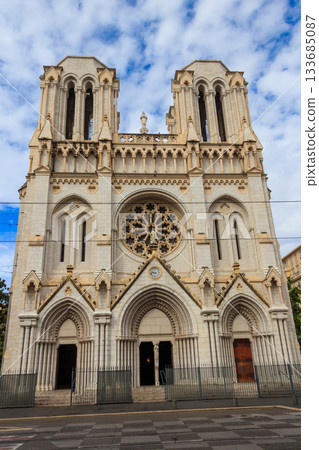 Basilica of Notre-Dame de Nice on the Avenue Jean Medecin in the center of Nice, France 133685087