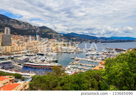Panoramic view of Monte Carlo harbour in Monaco 133685090