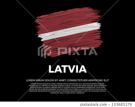 Flag of Latvia. Latvian and North European Culture. Vibrant, textured brushstroke effect style. Black background with copy space. Dramatic composition in negative space. Flag of Latvia. Latvian and North European Culture. Vibrant, textured brushstroke effect style. Black background with copy space. Dramatic composition in negative space. 133685179
