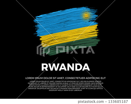 Flag of Rwanda. Rwandan and African Culture. Vibrant, textured brushstroke effect style. Black background with copy space. Dramatic composition in negative space. Flag of Rwanda. Rwandan and African Culture. Vibrant, textured brushstroke effect style. Black background with copy space. Dramatic composition in negative space. 133685187