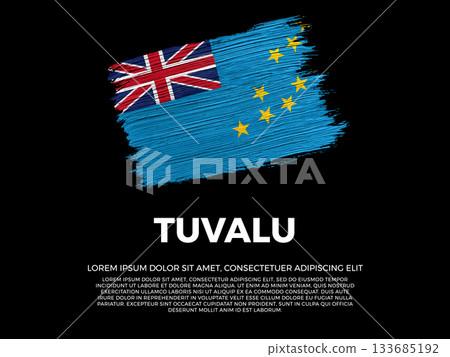 Flag of Tuvalu. Tuvaluan and Micronesia Culture. Vibrant, textured brushstroke effect style. Black background with copy space. Dramatic composition in negative space. Flag of Tuvalu. Tuvaluan and Micronesia Culture. Vibrant, textured brushstroke effect style. Black background with copy space. Dramatic composition in negative space. 133685192