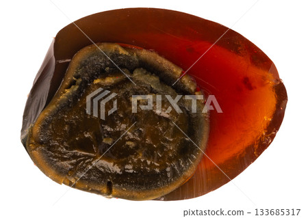 Peeled century eggs on a white background 133685317