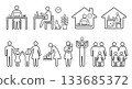 People family icon pictogram line drawing illustration set 133685372