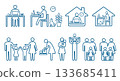 People family icon pictogram line drawing illustration set 133685411