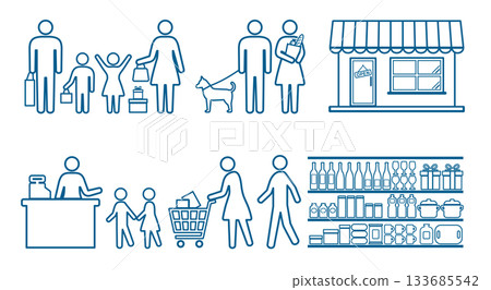 人物、家庭、購物、象形圖、線條畫圖示集 人物、家庭、購物、象形圖、線條畫圖示集 133685542