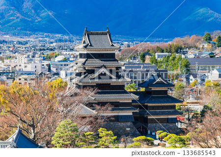 National Treasure Matsumoto Castle Autumn View 133685543