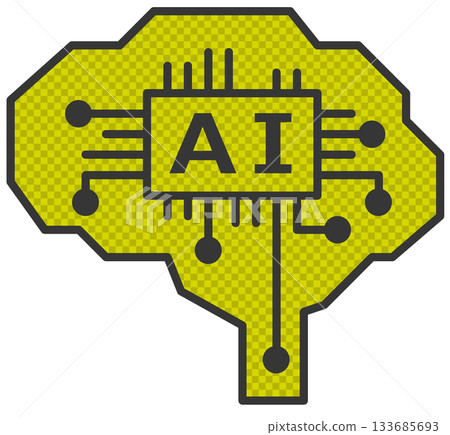 Icon of AI circuit that performs calculations and information processing with high performance 133685693
