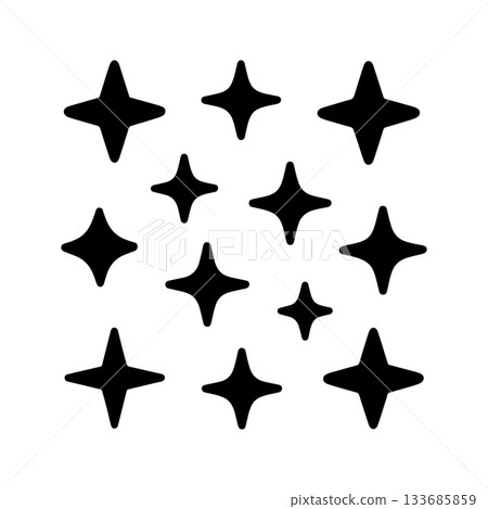 Black star shapes create an abstract design on a white background for modern aesthetic appeal 133685859