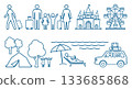 People, family, travel pictogram line drawing icon set 133685868