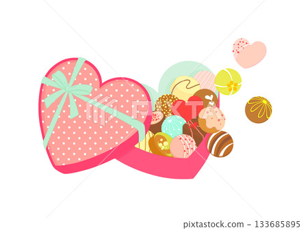 心形禮盒巧克力插圖 心形禮盒巧克力插圖 133685895