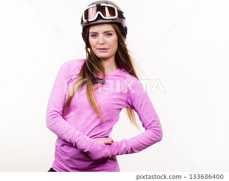 Woman with sporty helmet. 133686400