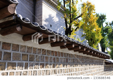A beautiful view of Ishigaki Street, a popular spot during the autumn foliage season A beautiful view of Ishigaki Street, a popular spot during the autumn foliage season 133686546