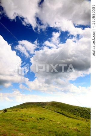 Nature. Green mountain landscape in the summer Nature. Green mountain landscape in the summer 133686583
