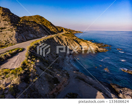 Rocky coast of Villaricos, Almeria Spain 133686624