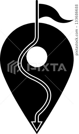 Route Planning Map Pin Icon - Winding GPS Navigation Path 133686688