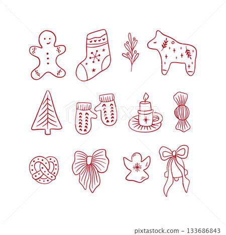 Christmas whimsical clipart set 133686843