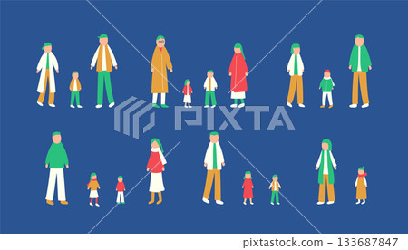 Family winter illustration set 133687847