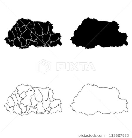 Bhutan Outline and Solid Fill Map Set. Bhutan Outline and Solid Fill Map Set. 133687923