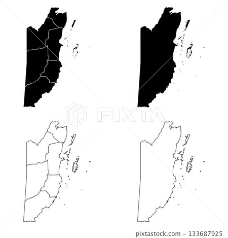 Belize Outline and Solid Fill Map Set. 133687925