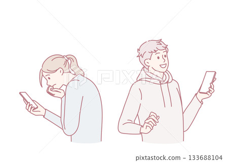 People using cellphones feel different emotions 133688104