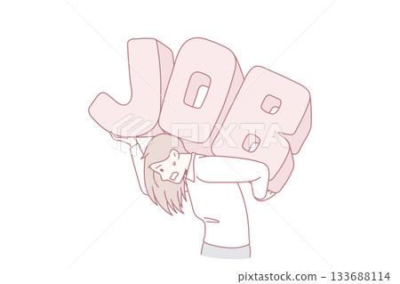 Exhausted businesswoman carry job on back Exhausted businesswoman carry job on back 133688114