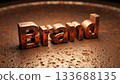 Textured bronze brand name on a rusty metal surface for marketing concepts 133688135