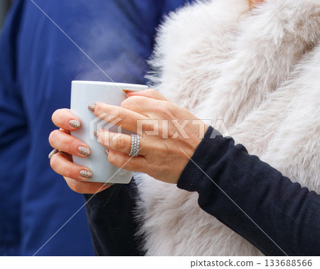 Warm Drink at the Autumn Naplavka Market 133688566