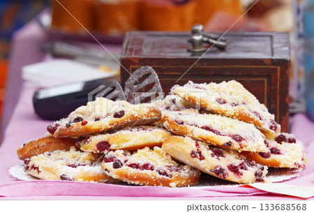 Raspberry Pastries at a Riverside Naplavka Market Stall 133688568
