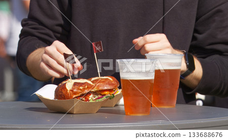 Street food and craft beer at Karlin food festival in Prague 133688676