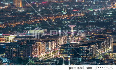 Dubai City Walk aerial timelapse, travel and leisure venue in Dubai downtown Dubai City Walk aerial timelapse, travel and leisure venue in Dubai downtown 133688929