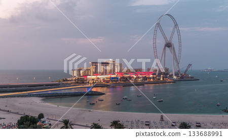 Bluewaters island aerial day to night timelapse 133688991