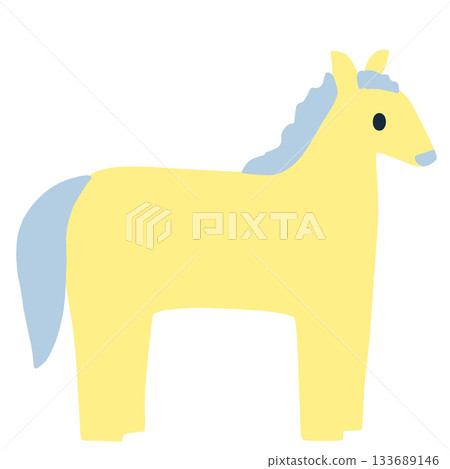 A simple horse with a light blue upright coat 133689146