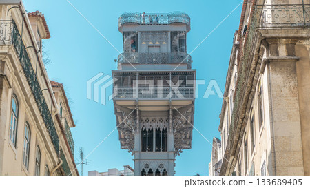 Top ot Santa Justa Elevator timelapse in Lisbon, Portugal. Top ot Santa Justa Elevator timelapse in Lisbon, Portugal. 133689405
