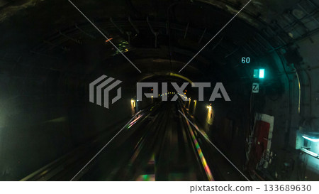 Moving through subway tunnel timelapse in Paris Moving through subway tunnel timelapse in Paris 133689630