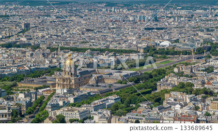 Top view of Paris skyline from observation deck of Montparnasse tower timelapse. Main landmarks of european megapolis. Paris, France Top view of Paris skyline from observation deck of Montparnasse tower timelapse. Main landmarks of european megapolis. Paris, France 133689645