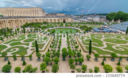 Famous palace Versailles with beautiful gardens timelapse. Famous palace Versailles with beautiful gardens timelapse. 133689774