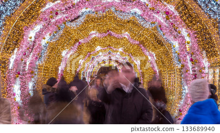 The light tunnel on Tverskoy Boulevard night timelapse. The light tunnel on Tverskoy Boulevard night timelapse. 133689940