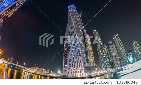 Dubai Marina tallest towers in Dubai timelapse hyperlapse 133690040