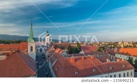 Church of St. Mark timelapse and parliament building Zagreb, Croatia. 133690213