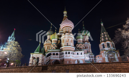 Back side of St. Basils cathedral timelapse hyperlapse in Moscow, Russia 133690243