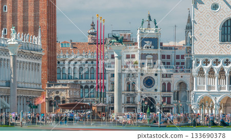 Campanile di San Marco and Palazzo Ducale, from San Giorgio Maggiore timelapse, Venice, Italy. Campanile di San Marco and Palazzo Ducale, from San Giorgio Maggiore timelapse, Venice, Italy. 133690378