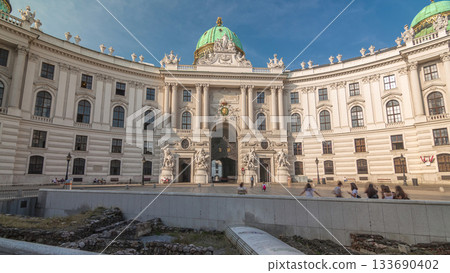 Hofburg palace timelapse hyperlapse in Vienna, Austria. 133690402