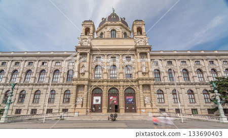 Beautiful view of famous Naturhistorisches Museum timelapse hyperlapse with park and sculpture in Vienna, Austria Beautiful view of famous Naturhistorisches Museum timelapse hyperlapse with park and sculpture in Vienna, Austria 133690403