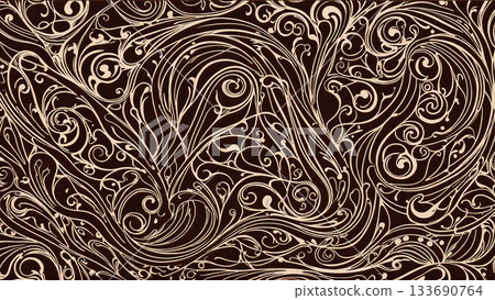 深棕色優雅的阿拉伯式裝飾背景 133690764