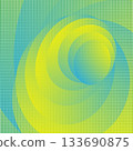 Abstract geometric pattern with green and yellow gradient circles creating dynamic, vibrant effect 133690875