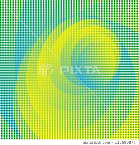 Abstract geometric pattern with green and yellow gradient circles creating dynamic, vibrant effect 133690875