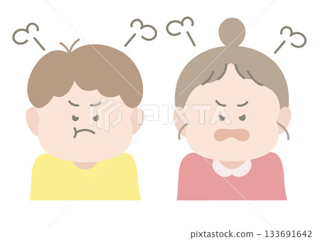 Angry boy and girl pose facial expression Angry boy and girl pose facial expression 133691642