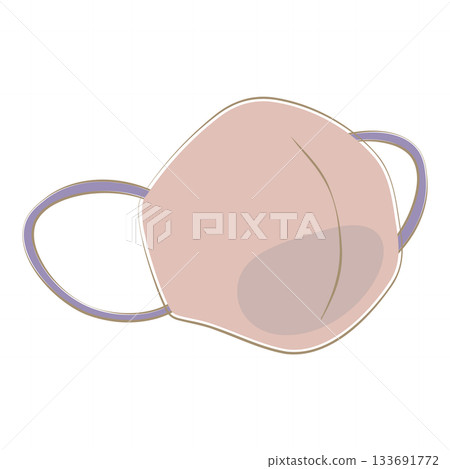 粉紅色三維面具插圖 133691772