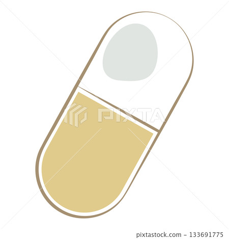 Illustration of white and beige capsule medicine 133691775