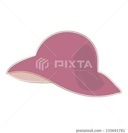 寬邊粉紅色帽子的插圖 133691781